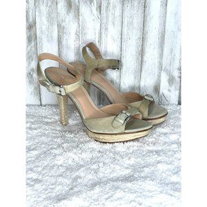 Via Spiga Heeled Sandals Sage Green With Twine Soles Size 10 M